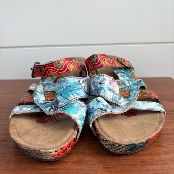 Spring Step Baocire L'artiste Artsy Strappy Wedge Slides Leather Sandals 9 US 40 - Picture 4 of 8